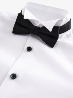 Blanc - Chemise élégante à manches longues avec nœud papillon (3-16ans)