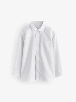 Blanc - Chemise Oxford à manches longues décontractée (3-16ans)