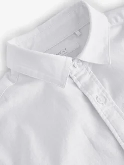 Blanc - Chemise Oxford à manches longues décontractée (3-16ans)