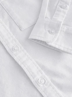 Blanc - Chemise Oxford à manches longues décontractée (3-16ans)