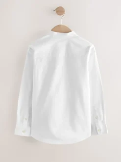 Blanc - Chemise Oxford à manches longues et Col mao (3-16ans)