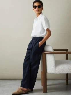 Blanc - Chemise Reiss Holiday en lin à manches courtes