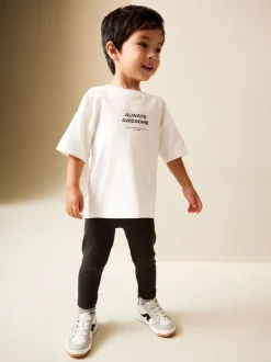 Blanc - Ensemble Manches courtes  100% coton - T-shirt et Leggings (3mths-7yrs)