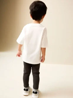 Blanc - Ensemble Manches courtes  100% coton - T-shirt et Leggings (3mths-7yrs)
