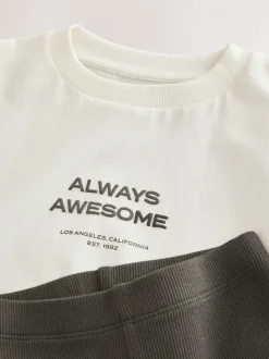 Blanc - Ensemble Manches courtes  100% coton - T-shirt et Leggings (3mths-7yrs)