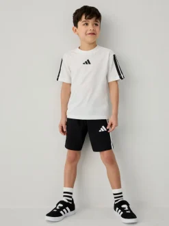 Blanc - Ensemble t-shirt adidas Essentiels pour petits enfants