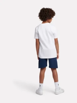 Blanc - Ensemble t-shirt et short ft à logo empilé New Balance
