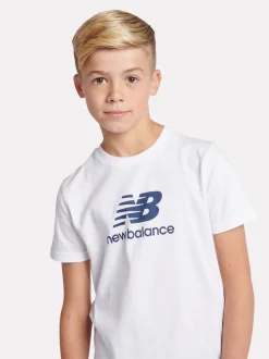 Blanc - Ensemble t-shirt et short à logo empilé New Balance