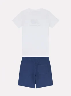 Blanc - Ensemble t-shirt et short à logo empilé New Balance
