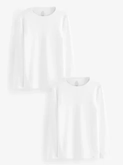Blanc - Kind To Skin Manches longues T-shirt 2 Lot (9mths-12yrs)