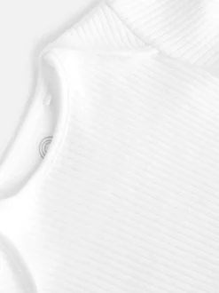 Blanc - Lot de 5 bodys côtelés à manches courtes pour bébé