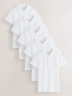 Blanc - Lot de 5 chemises à manches courtes Coupe ajustée en coton pour l’école (3-16ans)