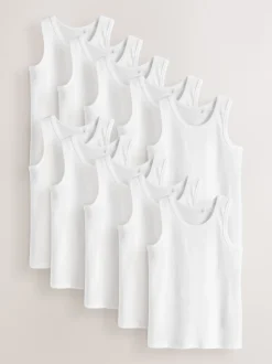 Blanc - Lot de 10 gilets en coton (1.5-16ans)