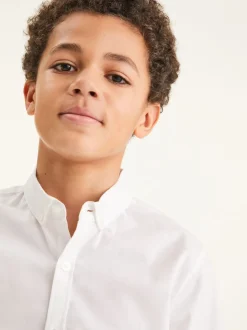 Blanc - Manches courtes Coton riche Oxford Chemise (3-16ans)