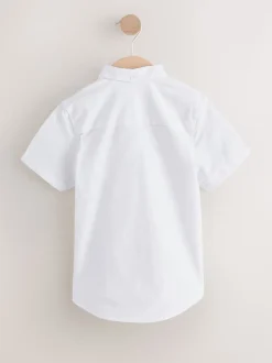 Blanc - Manches courtes Coton riche Oxford Chemise (3-16ans)