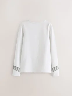 Blanc - Manches longues Base Layer Top (3-16yrs)