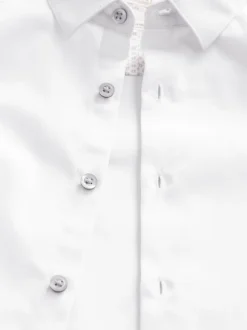 Blanc - Manches longues Chemises à bordures intelligentes (3-16yrs)