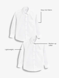 Blanc - Paquet de 2 chemises d'école à manches longues (3-17ans)