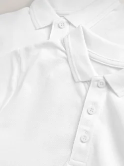 Blanc - Polo scolaire en coton 100% à fermeture facile 2 Lot (3-16ans)