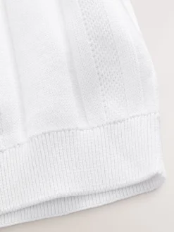 Blanc - Polos tricotés à col zippé (3-16yrs)