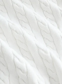 Blanc - Pull à col rond en maille torsadée (3-16ans)