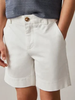 Blanc - Short chino Reiss Wicket en coton stretch