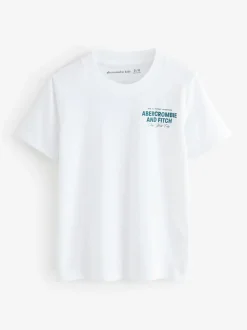 Blanc - T-shirt Abercrombie & Fitch City Stack à logo avec imprimé au dos