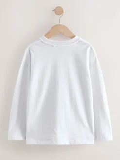 Blanc - T-shirt confortable à manches longues (3-16 ans)