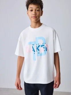 Blanc - T-shirt graphique oversize Baker by Ted Baker