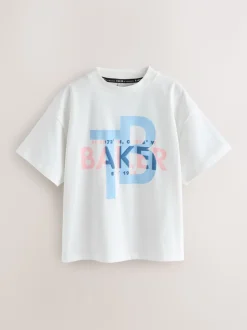 Blanc - T-shirt graphique oversize Baker by Ted Baker