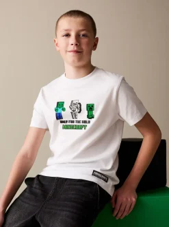 Blanc - T-shirt Minecraft (3-16ans)