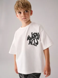 Blanc - T-shirt smALLSAINTS oversize à logo Orlando et Col rond