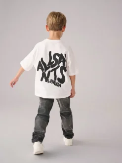 Blanc - T-shirt smALLSAINTS oversize à logo Orlando et Col rond