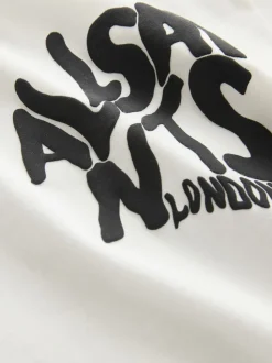 Blanc - T-shirt smALLSAINTS oversize à logo Orlando et Col rond