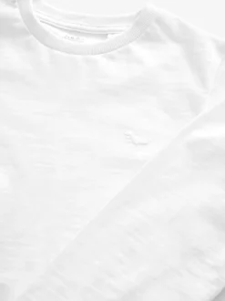 Blanc - T-shirt uni à manches longues (3mths-7yrs)