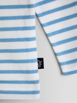 Blanc et bleu - Haut JoJo Maman Bébé à rayures bretonnes