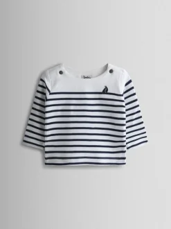 Blanc et bleu marine - Haut JoJo Maman Bébé à rayures bretonnes