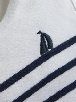 Blanc et bleu marine - Haut JoJo Maman Bébé à rayures bretonnes