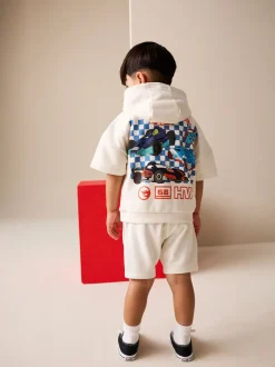 Blanc Hot Wheels - Ensemble sweat à capuche et short à manches courtes (6mois8ans)