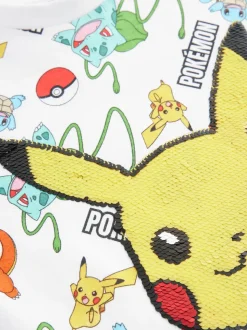 Blanc imprimé - T-shirt Pokémon Sequin sequins (4-14ans)