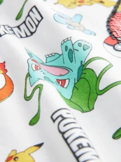 Blanc imprimé - T-shirt Pokémon Sequin sequins (4-14ans)