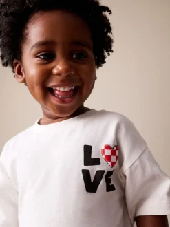 Blanc Love - T-shirt de Saint-Valentin à manches courtes (3mois à7ans)