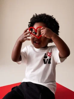 Blanc Love - T-shirt de Saint-Valentin à manches courtes (3mois à7ans)