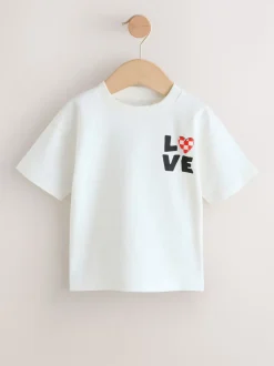 Blanc Love - T-shirt de Saint-Valentin à manches courtes (3mois à7ans)