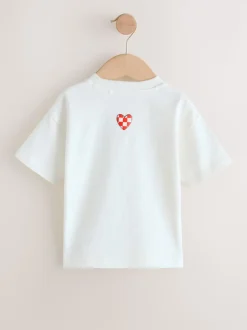Blanc Love - T-shirt de Saint-Valentin à manches courtes (3mois à7ans)