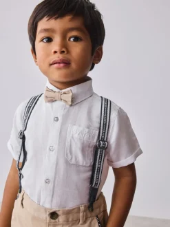 Blanc/ Pierre - Ensemble Baker by Ted Baker : Chemise, Pantalons et Bretelles