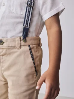 Blanc/ Pierre - Ensemble Baker by Ted Baker : Chemise, Pantalons et Bretelles