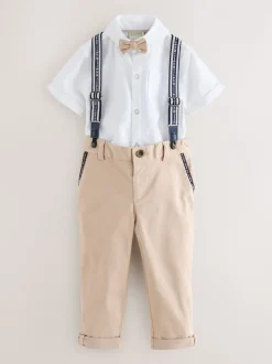 Blanc/ Pierre - Ensemble Baker by Ted Baker : Chemise, Pantalons et Bretelles