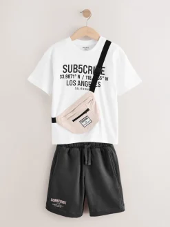Blanc/anthracite - Subscribe Ensemble t-shirt et short à manches courtes (3-16ans)