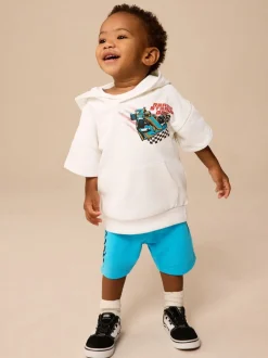 Blanc/aqua - Ensemble sweat-shirt et short (3mths-8yrs)